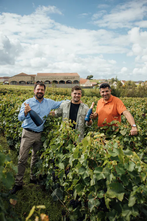 Vayuna's key stakeholders enjoying champagne in the vineyard.