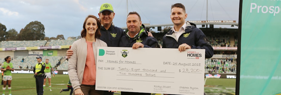 Canberra Raiders and Denman Prospect raise more than $90K for Homes For Homes Image for Canberra Raiders and Denman Prospect raise more than $90K for Homes For Homes