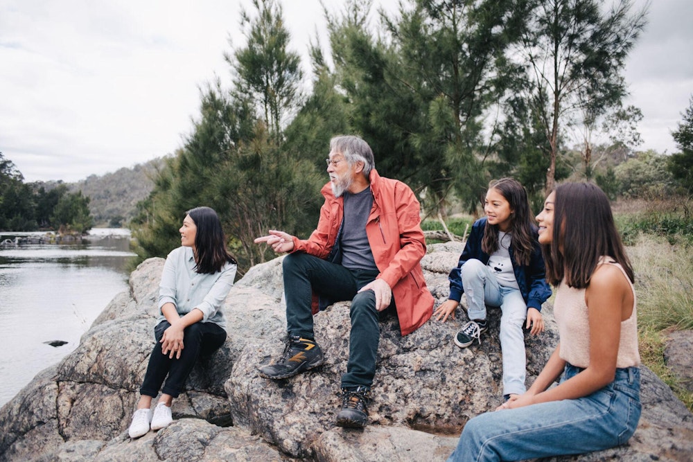 Image for Family sitting on rocks at the Cotter