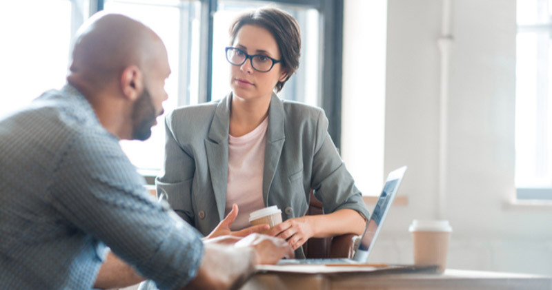 HR manager disciplinary meeting with male employee