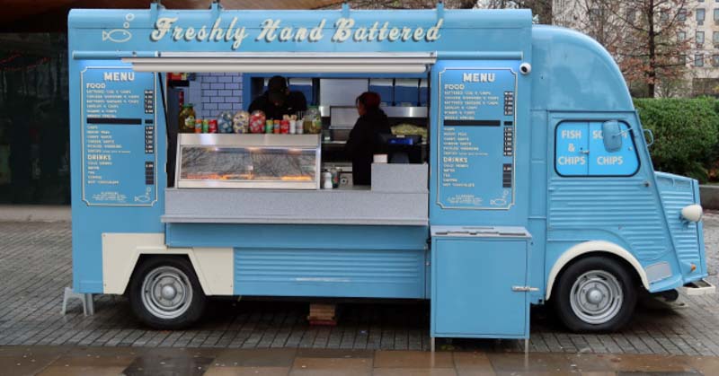 blue fish and chips truck