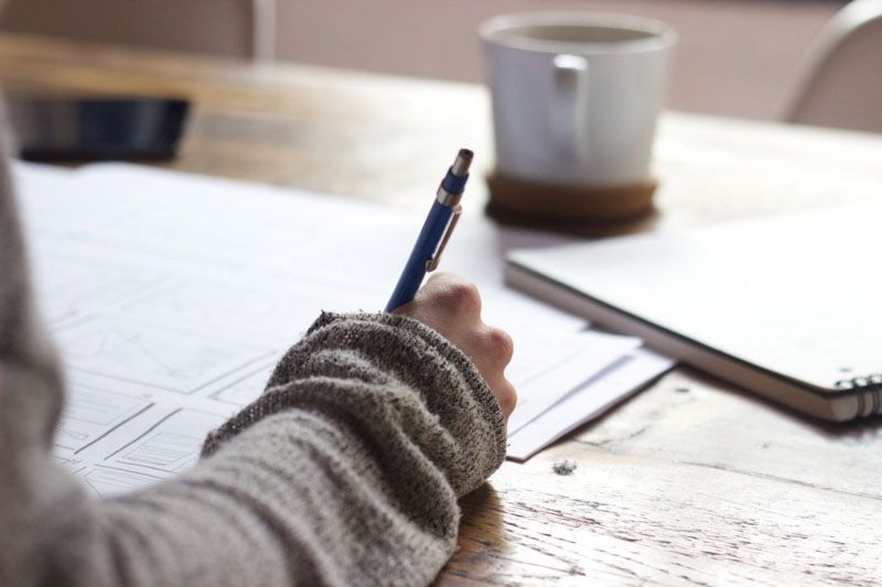 woman doing accounting at home