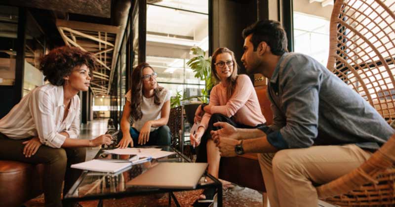 millenial employees meet in workplace