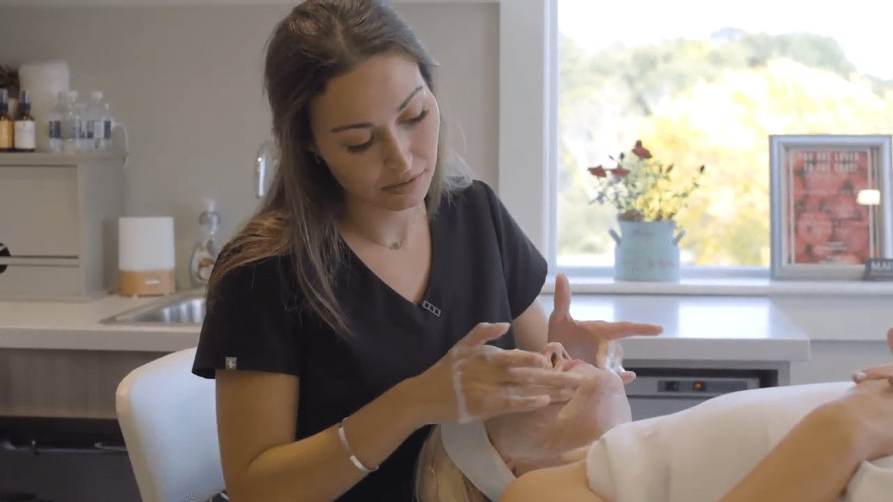 Patient receiving non-surgical face procedure