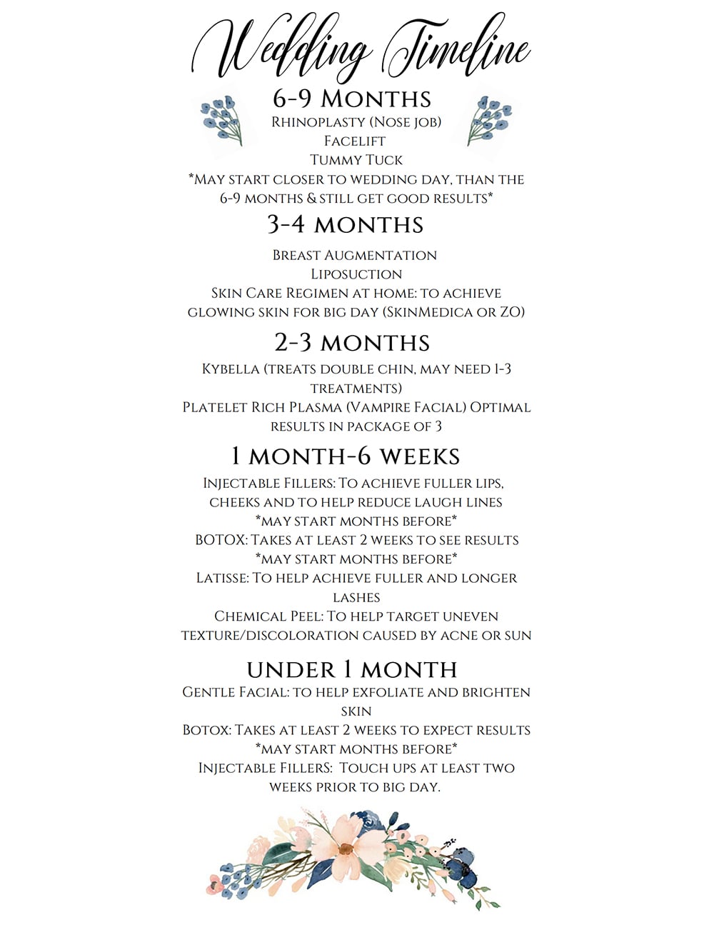 Wedding timeline flyer