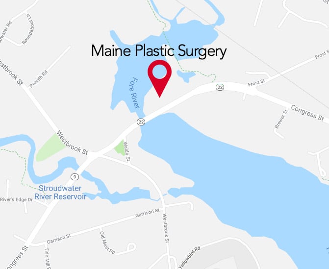A map showing Maine Plastic Surgery location