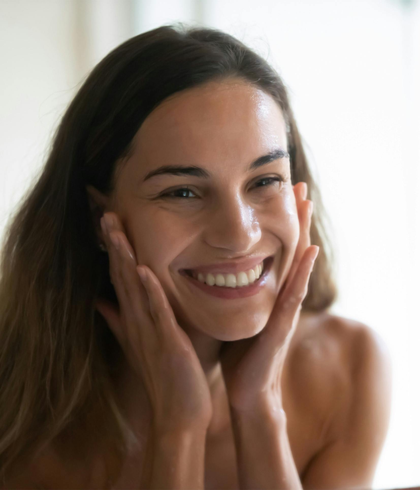 smiling woman with long hair