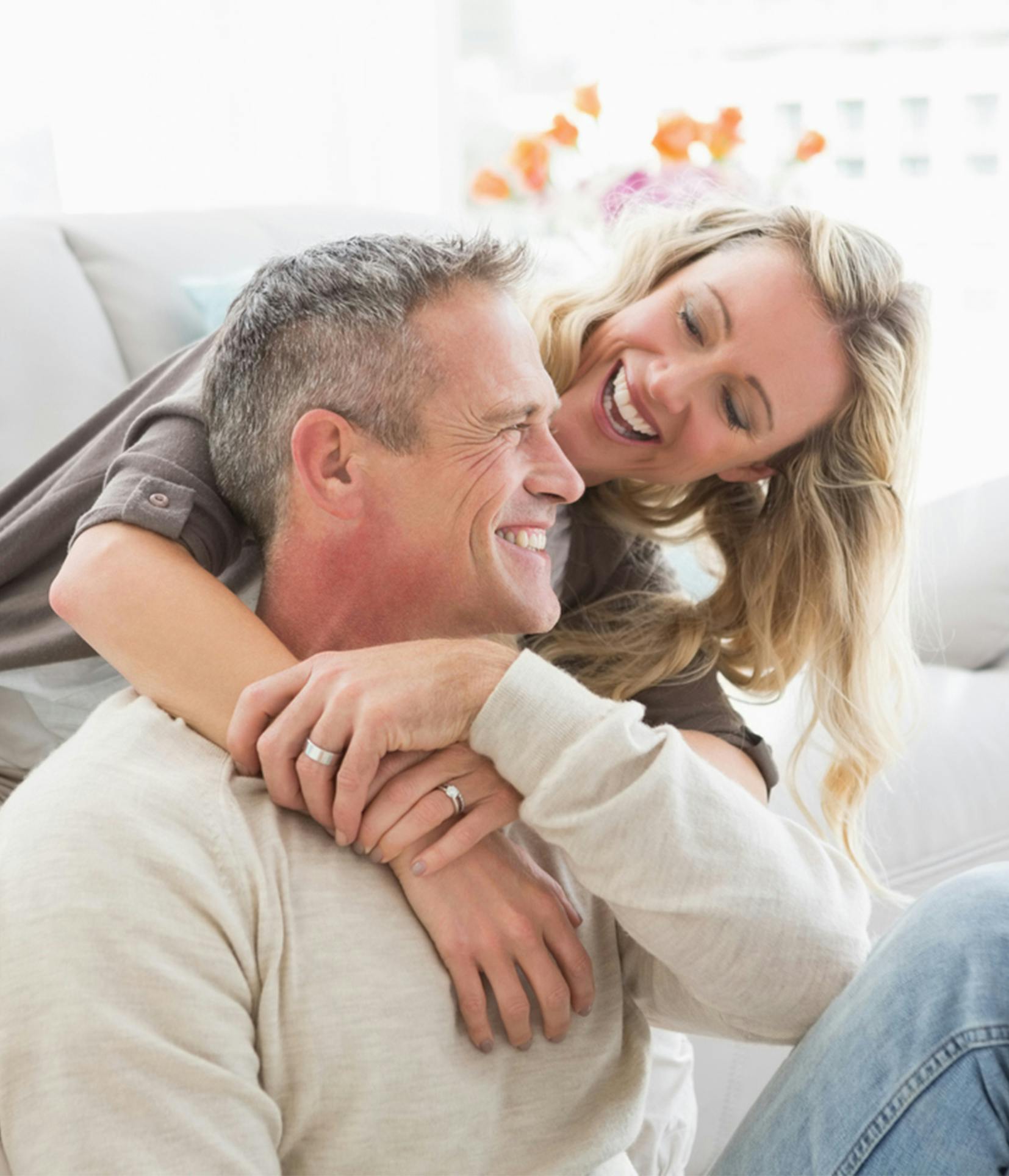 couple laughing while embracing