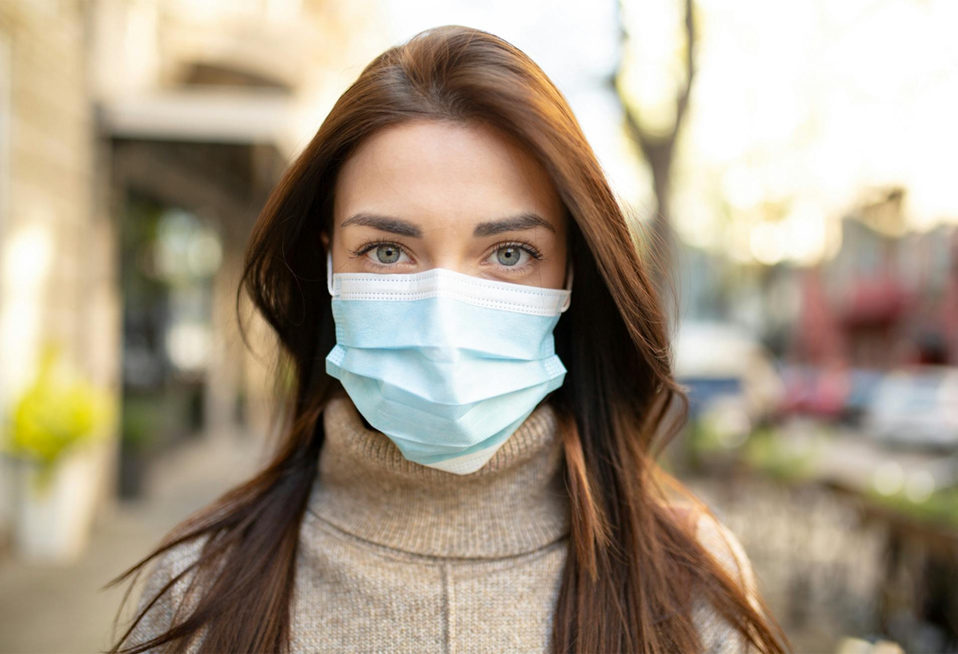 Woman wearing a surgical mask