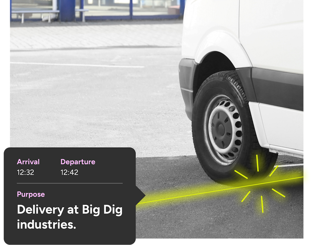 Automate the purpose of a trip when vehicles enter a pre-specified area