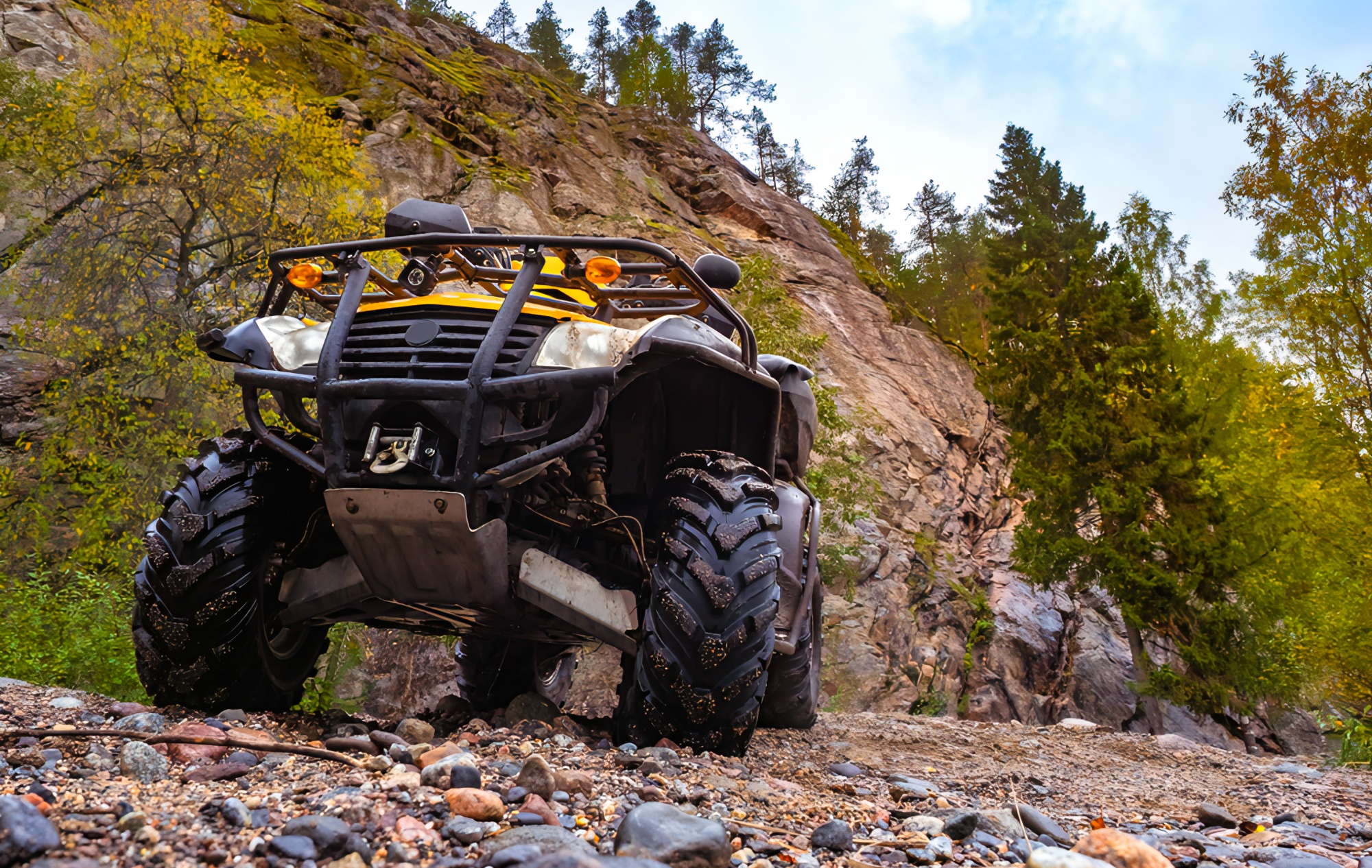 four wheeler in the woods