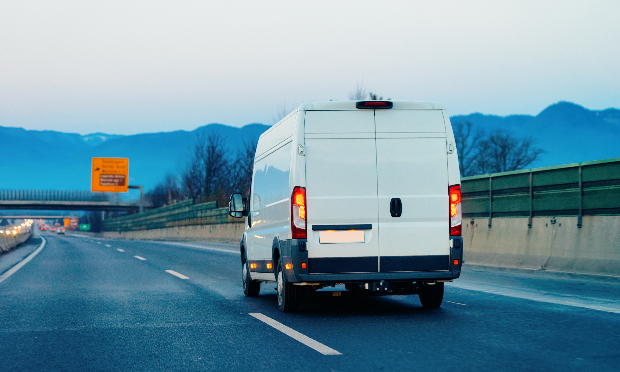 white van on motor way