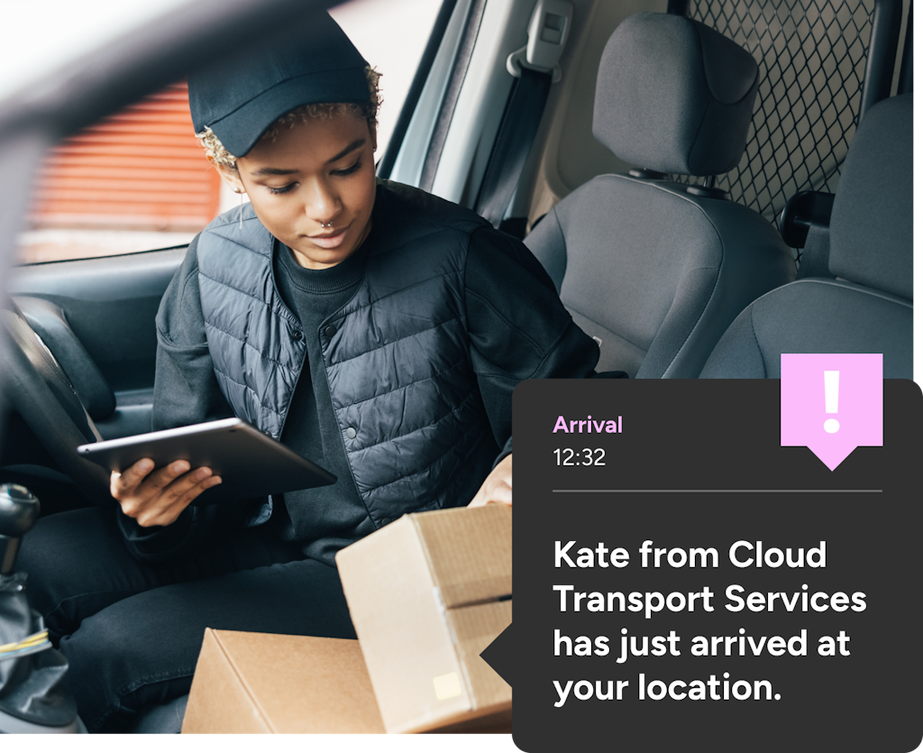 transportation driver arriving at location notification