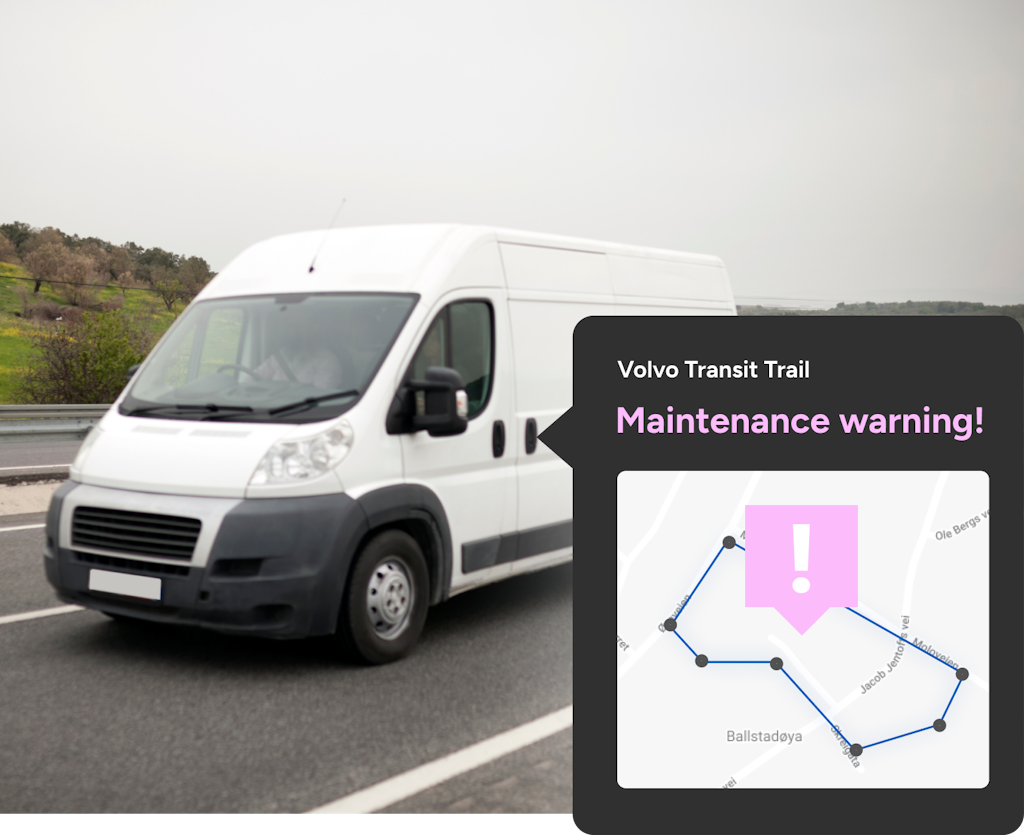 usage based maintenence warning on white van