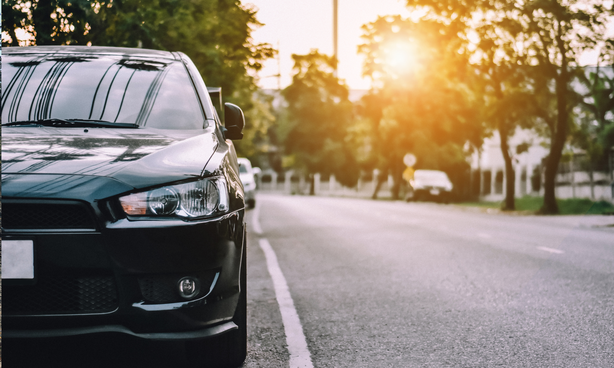 Car on road with blurred background