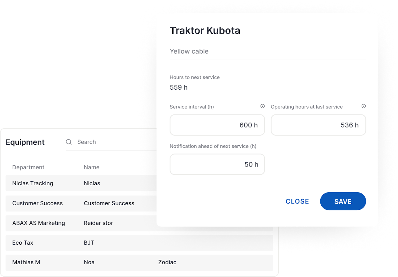 Få automatiska påminnelser för service och underhåll av din utrustning