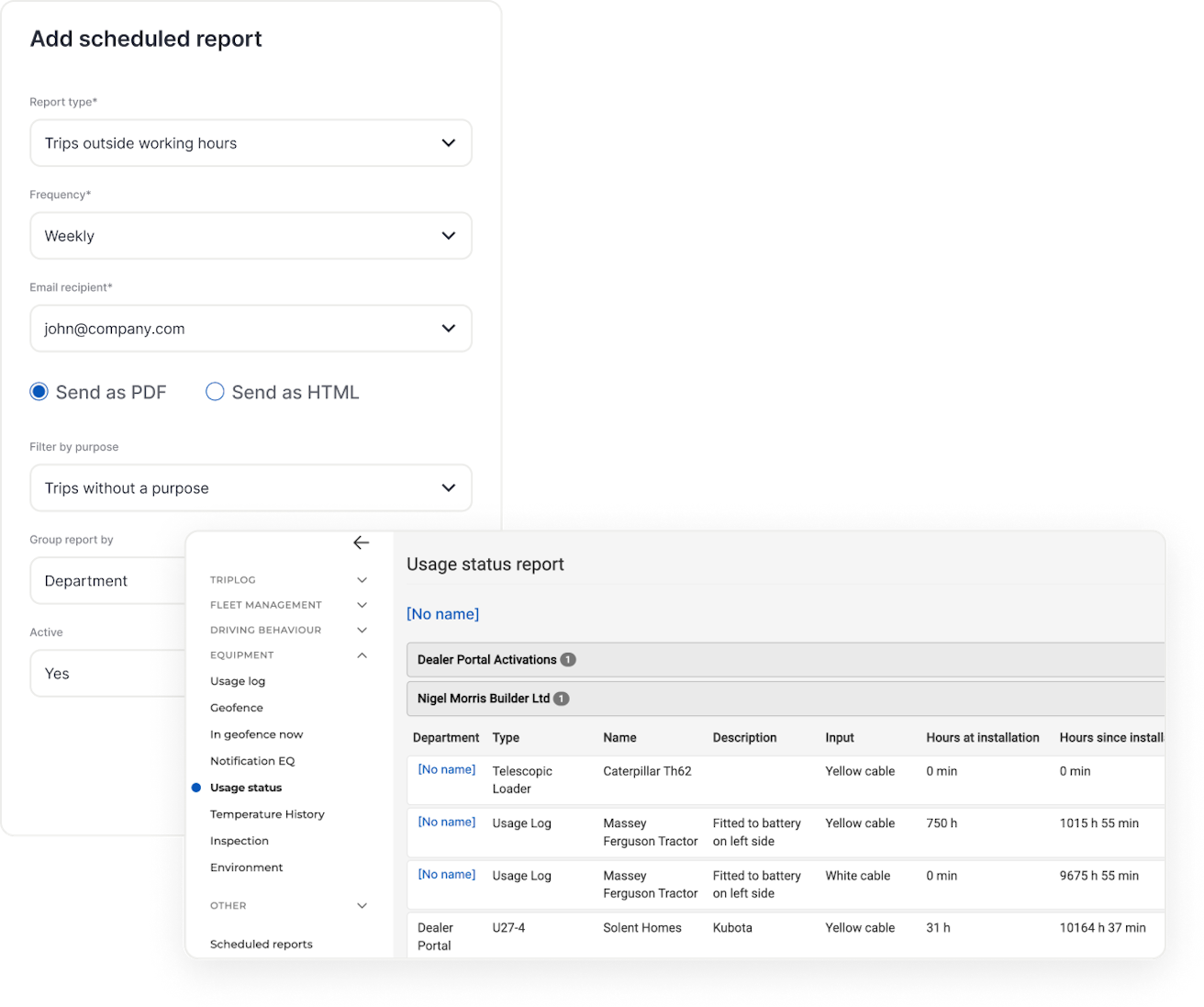 Selection of reports which can be pulled from ABAX software