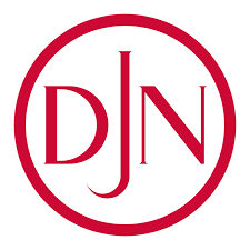 Red circle on white background with JDN inside, Jan De Nul logo