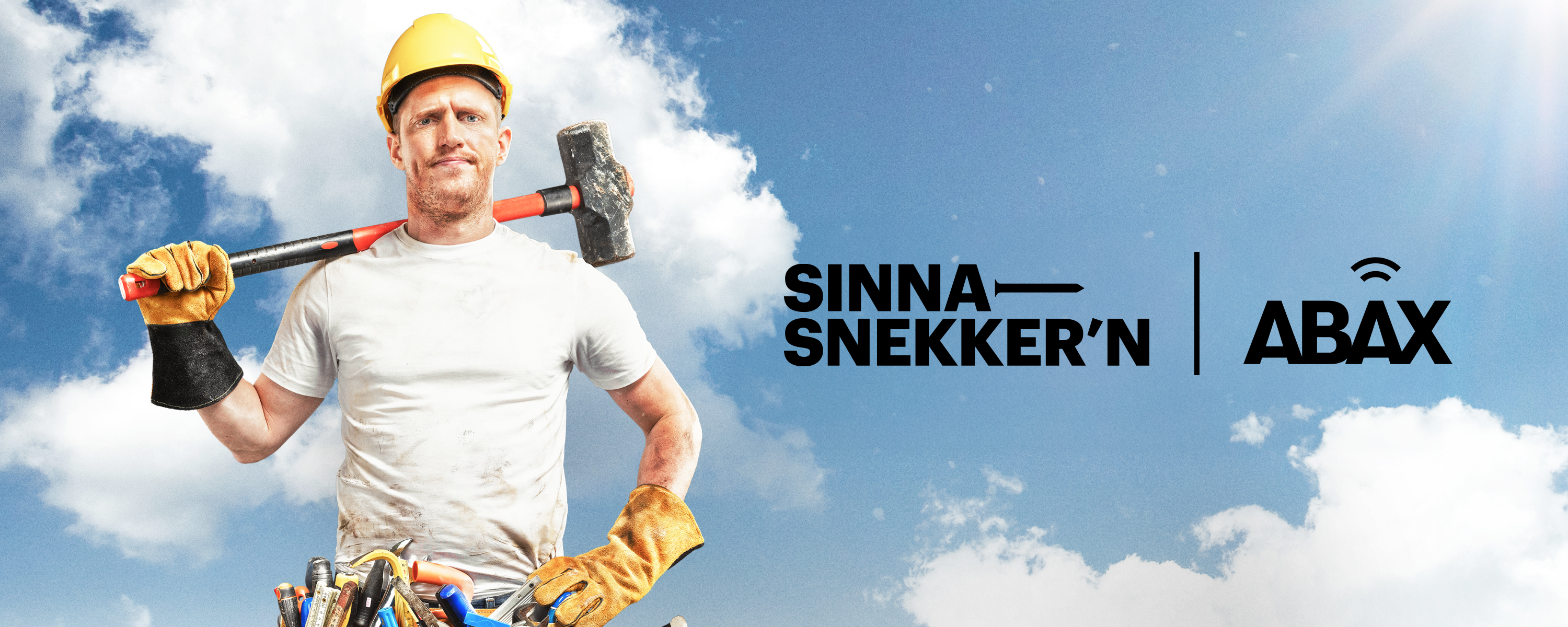 Sinnasnekkern på blå himmel bakgrunn og logo