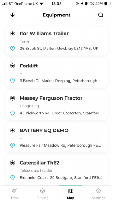 map - equipment list