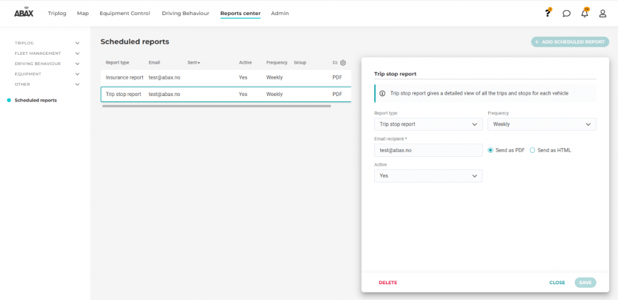 Scheduled report change