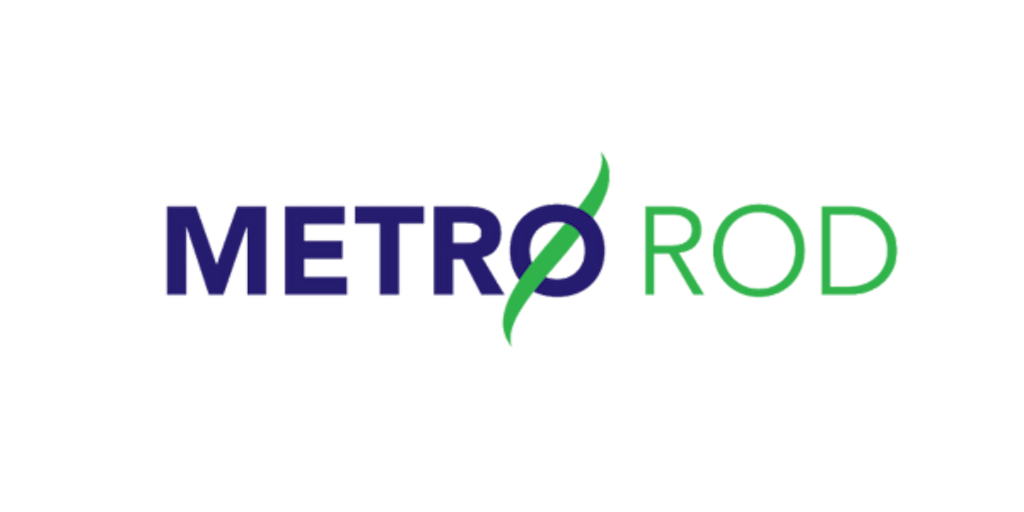 Metro Rod logo in blue and green