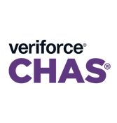 Veriforce CHAS logo in black and purple