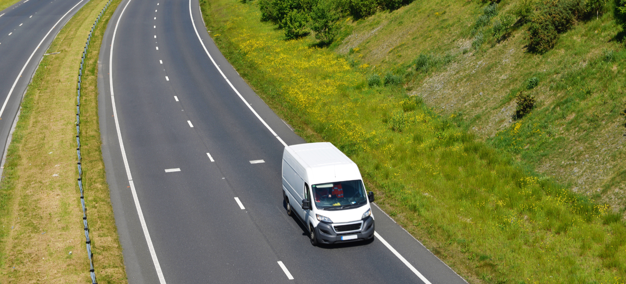 White van on British highway
