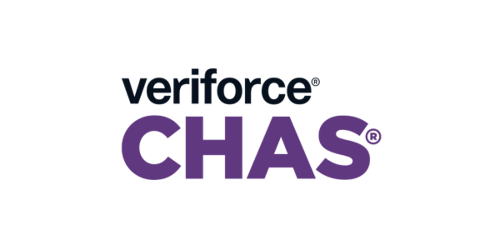 Veriforce CHAS logo in black and purple