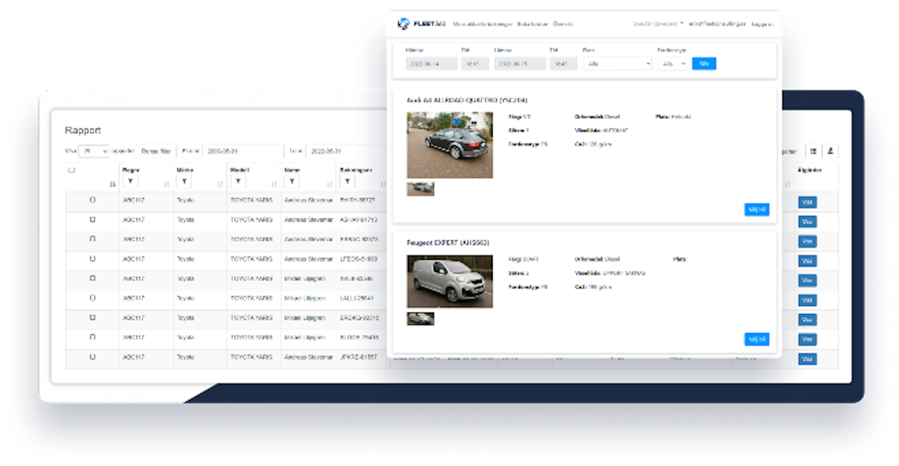 Screen shot of Fleet 360 system where the user can book out vehicles.