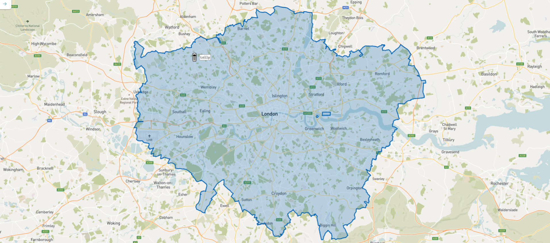 London ULEZ zone mapped out in predefined geofence