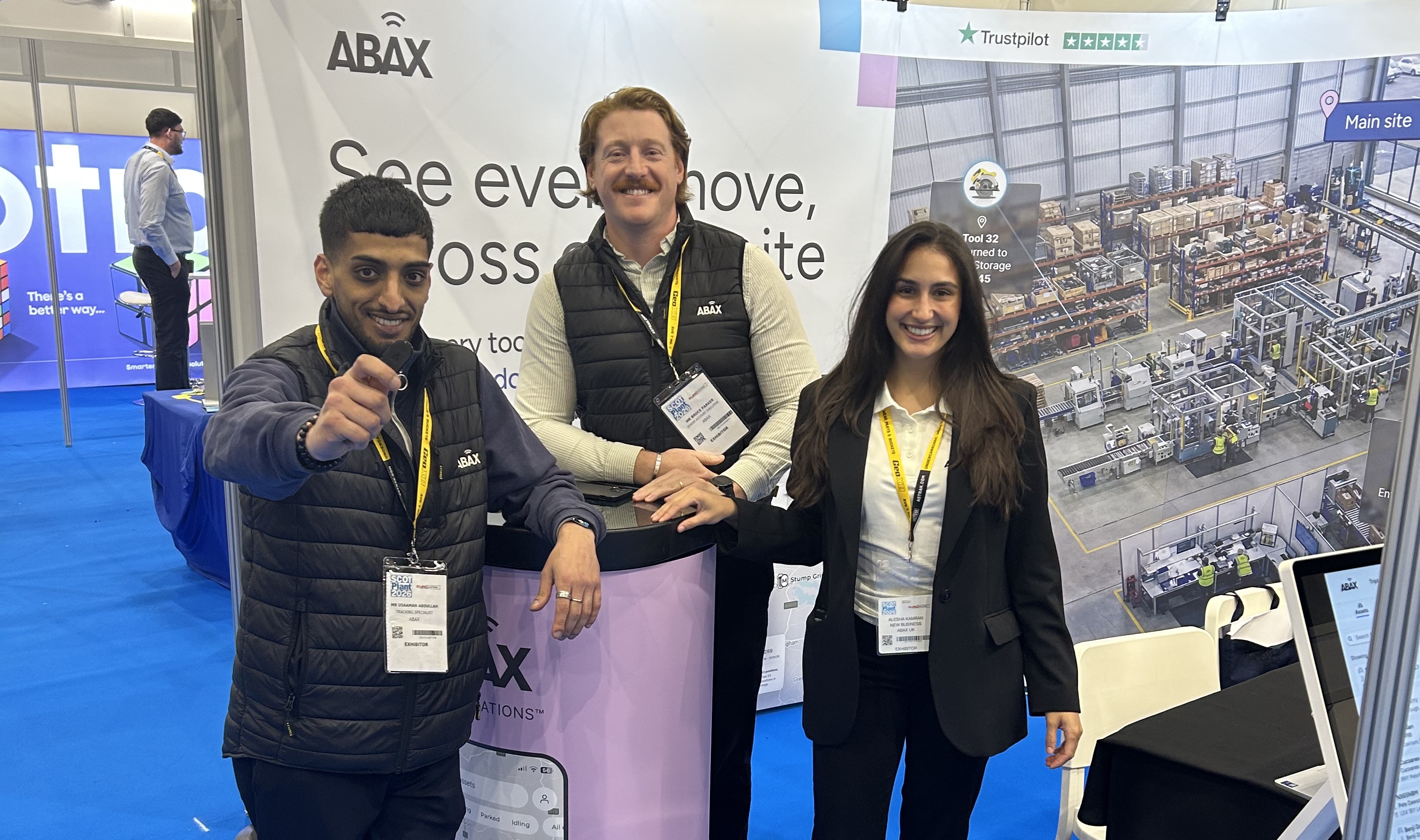ABAX team members on the exhibition stand at Scotplant 2026