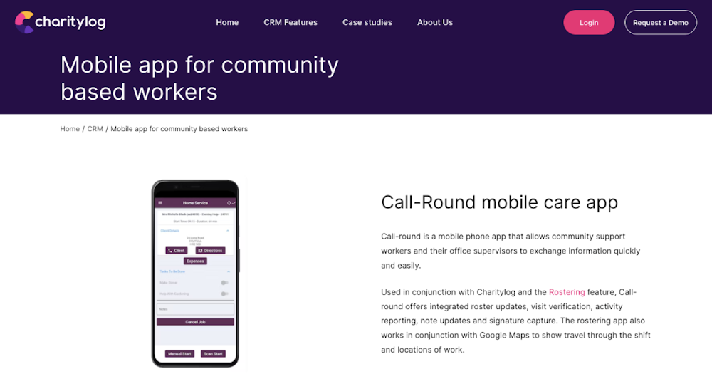 Community Service Using Apps Mobile app for community based workers | Charitylog
