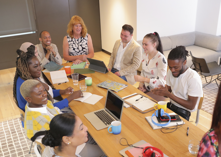 Diverse group of charity workers in office