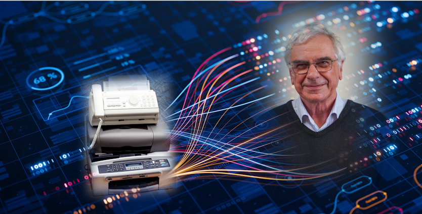 Ian Balm and a fax machine and high tech design