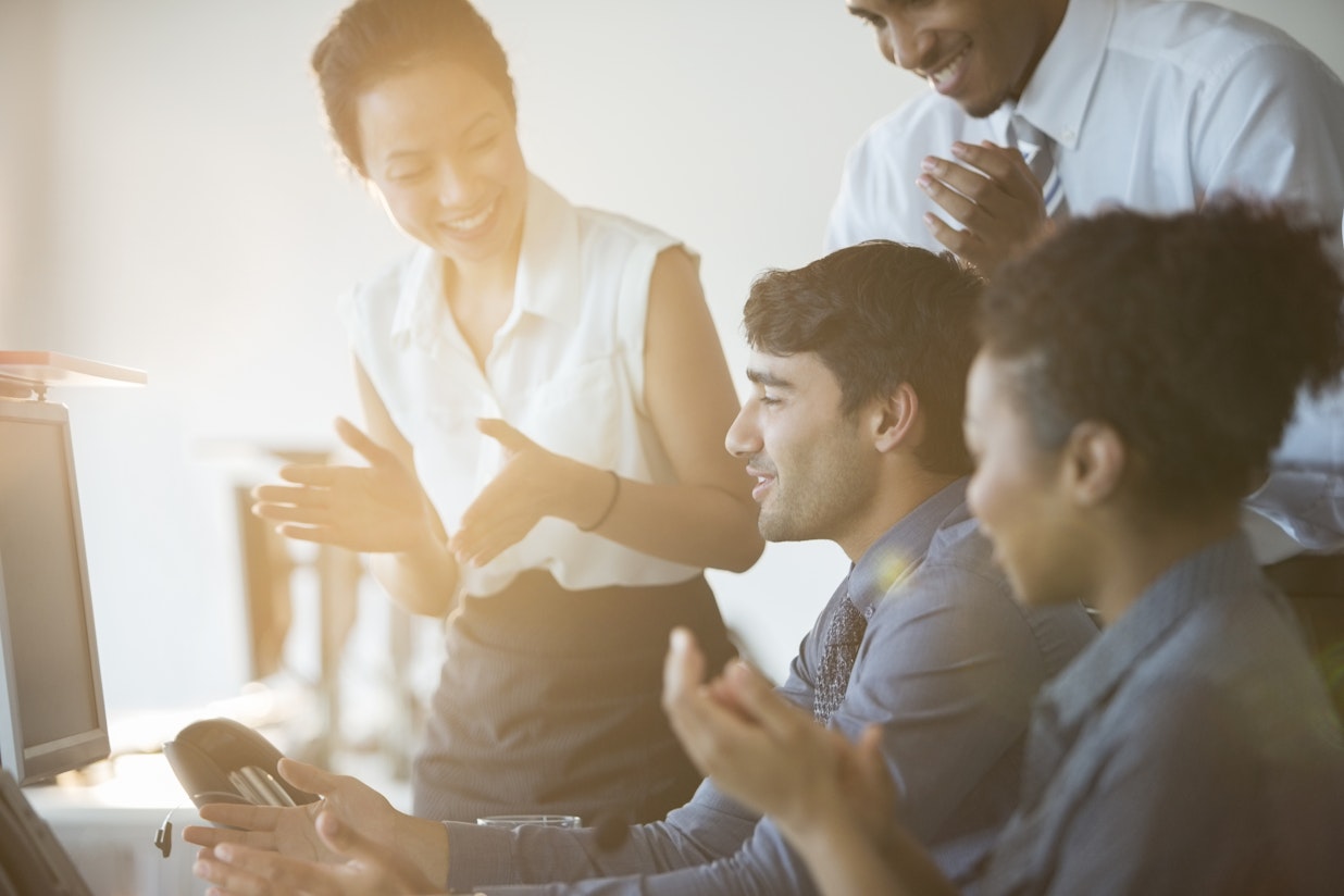 Diverse group of young office workers stock photo