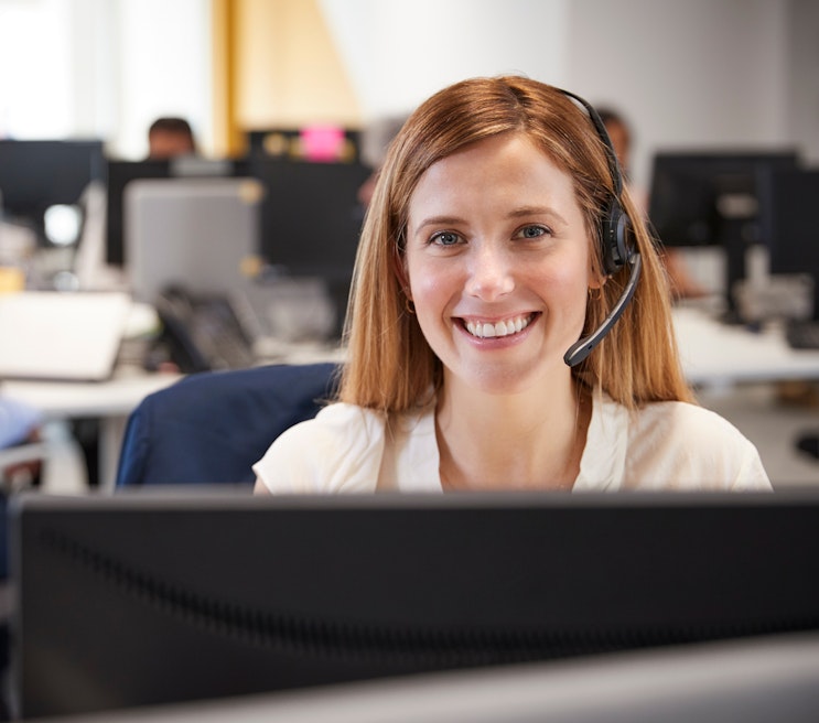 Customer Support Agent with headset