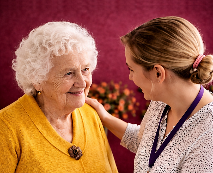 Older lady and younger female carer