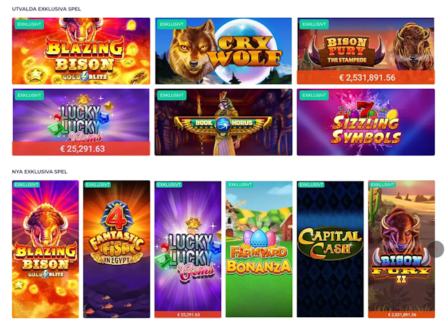 Ninja Casino exklusiva spel