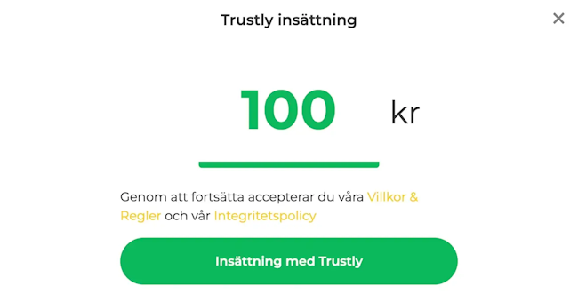 Pronto live Trustly insättning