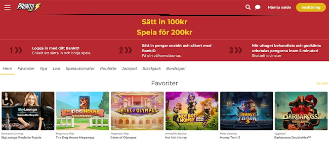 Pronto Live Casino