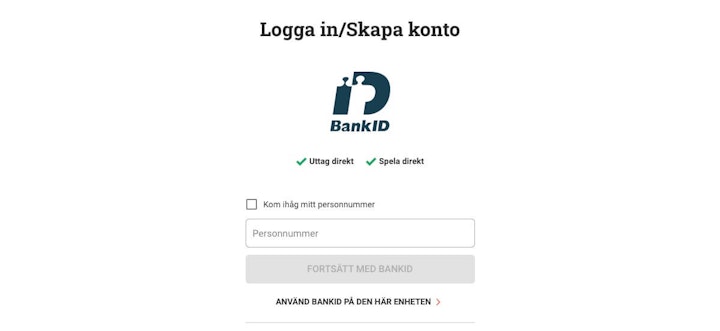 Registrering på nätcasino