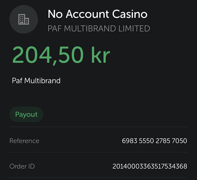 No account casino uttag