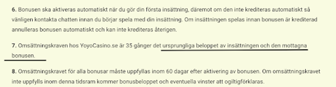 omsättningskrav på insättningsbonus