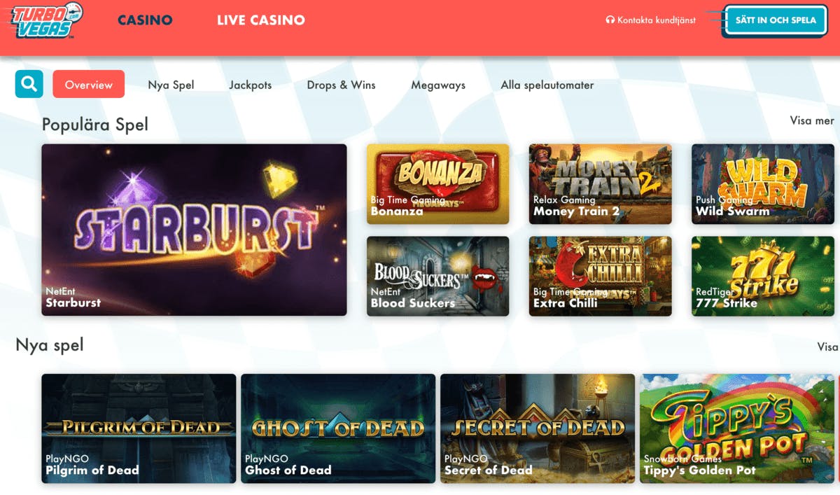 Turbovegas lobby casinospel