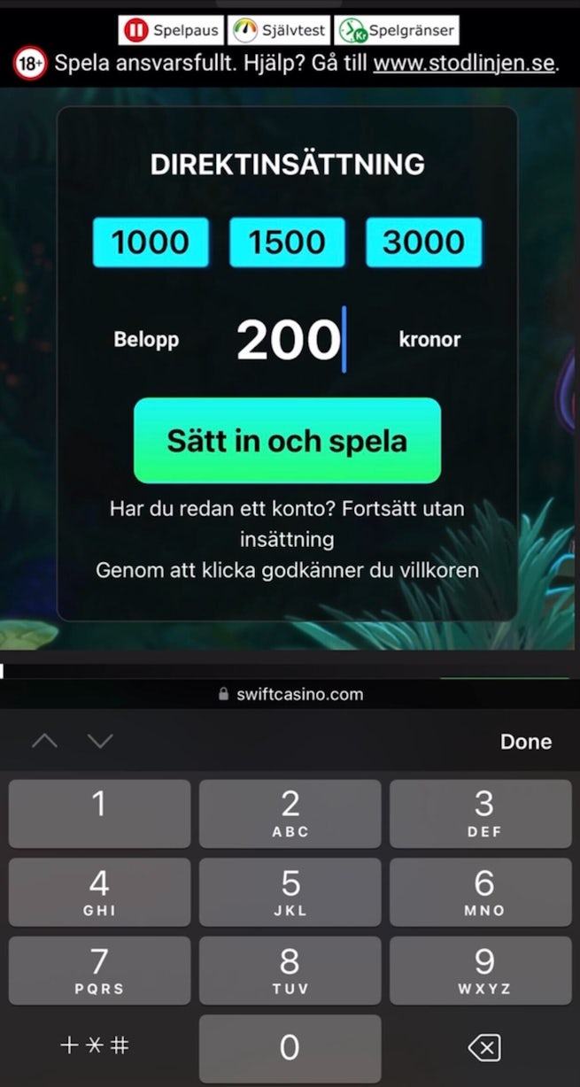 Sätt in och spela med Trustly hos Swift Casino