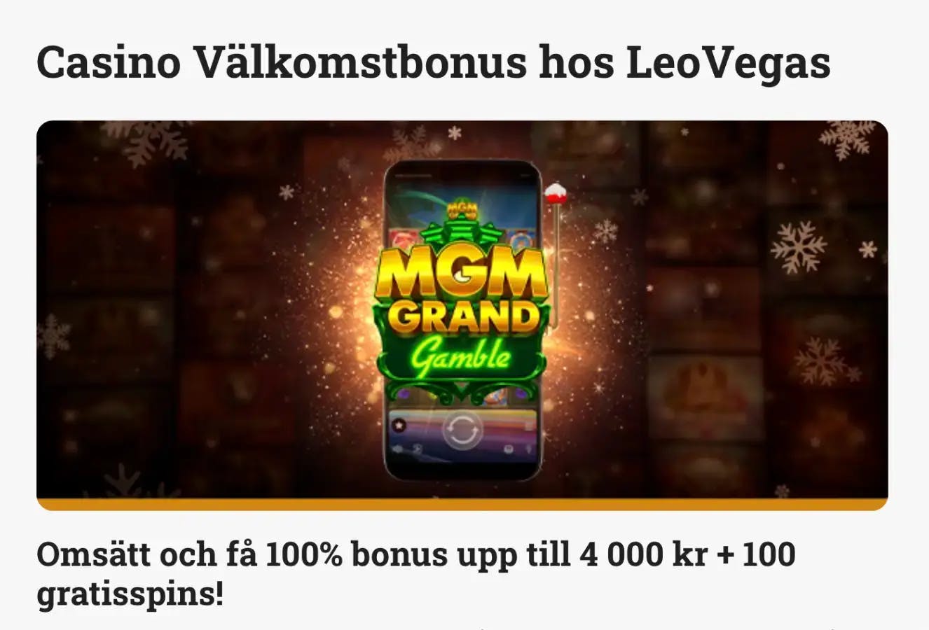 LeoVegas casino bonus