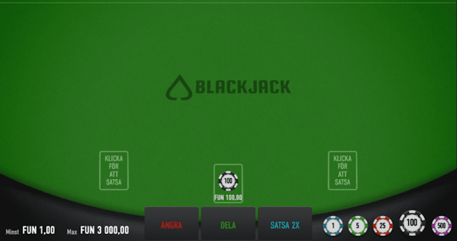 Placera insatser i Blackjack