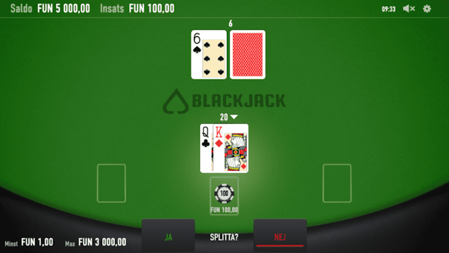 Splitta korten i Blackjack