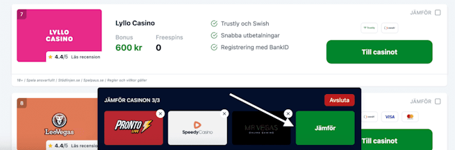 Jämför casinon